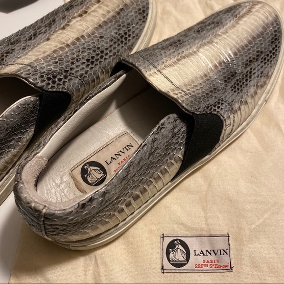 Lanvin Grey Blue Beige Python Keds Sneakers - Picture 11 of 17